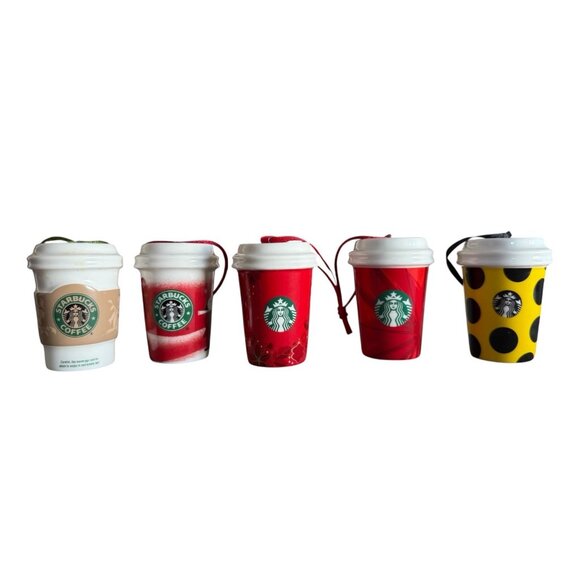 LOT of 5 Starbucks Christmas Coffee Cup Ornaments - Picture 1 of 8